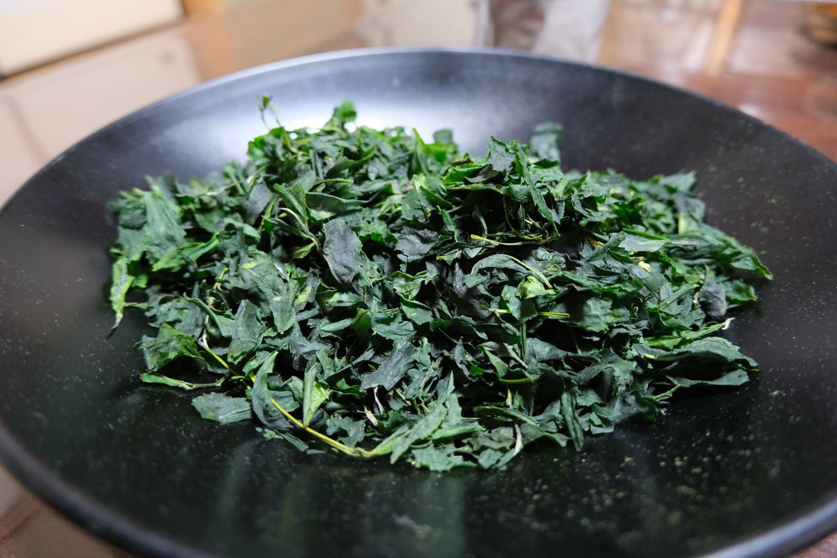 Processed tea leaves ready for quality inspection